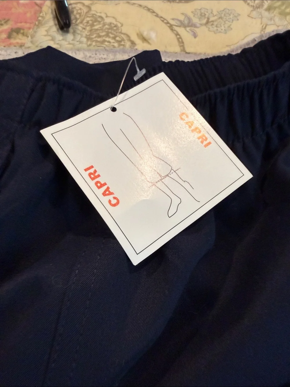Kim Rogers Navy Petite Elastic-Waist Capris